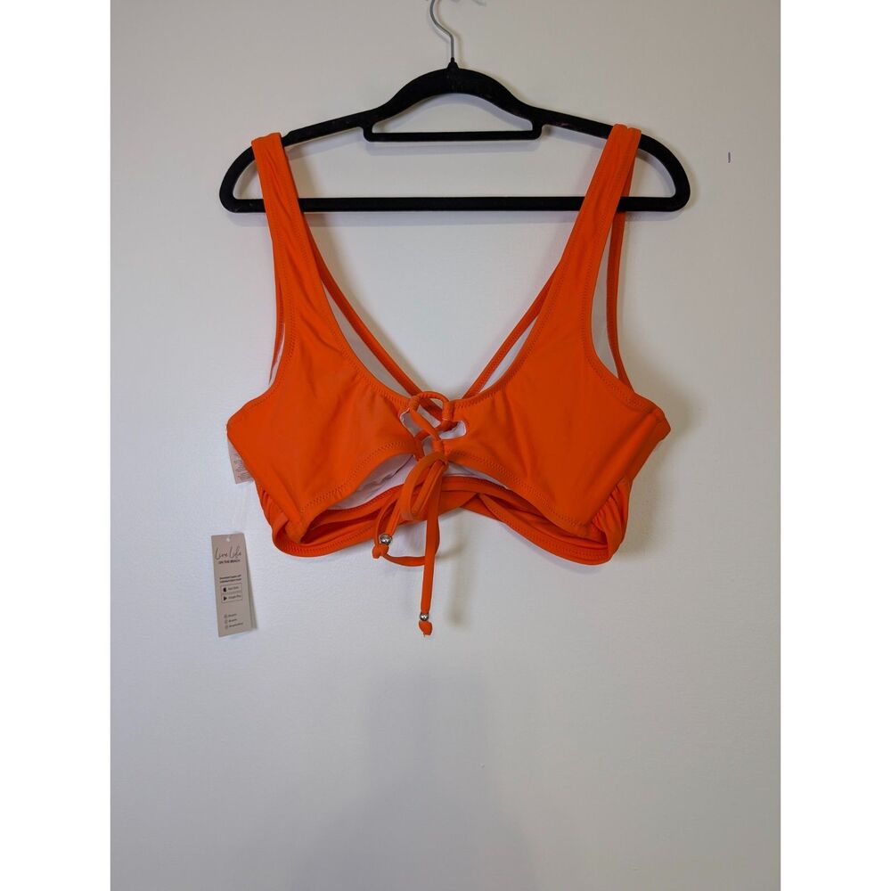 Cupshe XL Front Cross Bikini Set NWT Orange Floral Bathing Suit Tropical - Picture 5 of 10